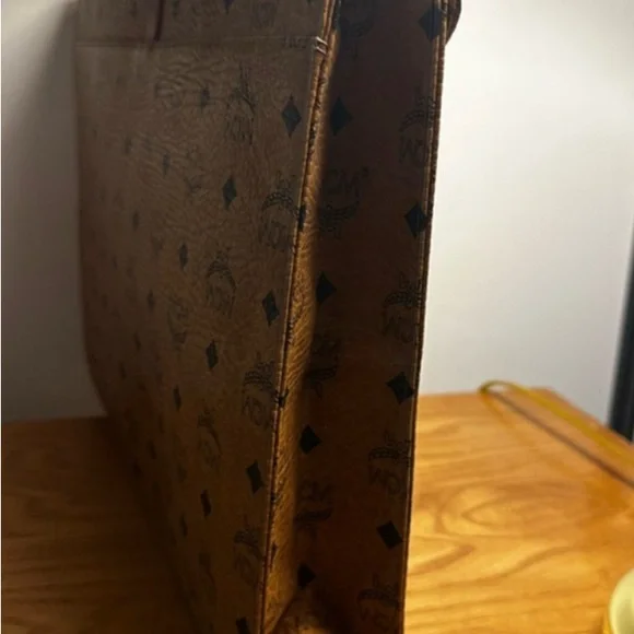 MCM Tan Leather Briefcase with Monogram - Picture 3 of 12